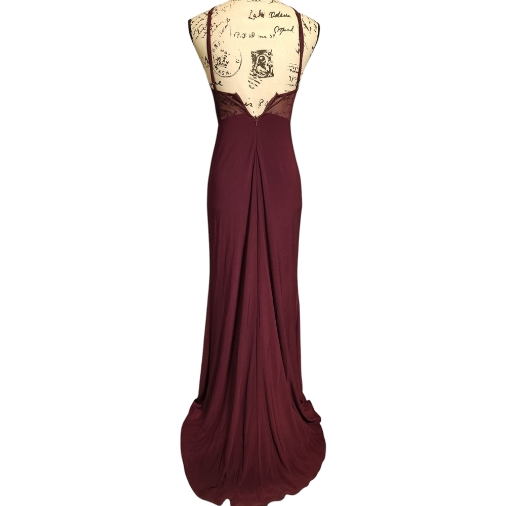 Blondie Nites By Stacy Sklar Corded Lace Filigree Ilusion Bodice Sheath Gown - Picture 11 of 15